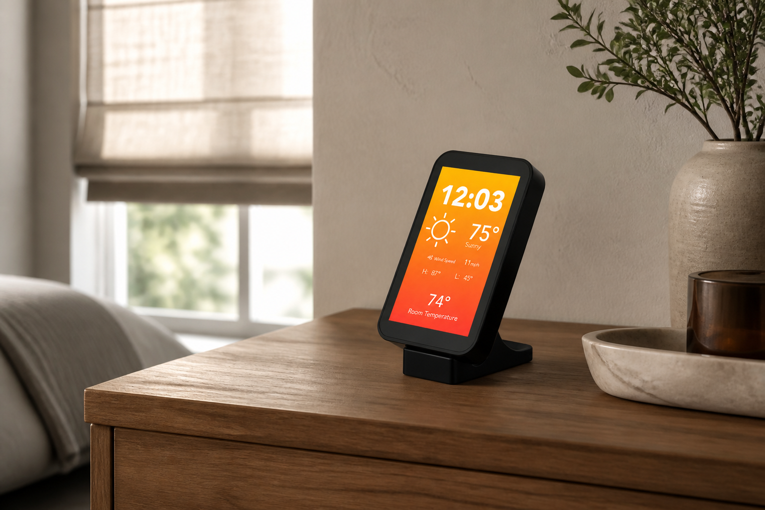 Touch Screen Hub on its stand in a modern home