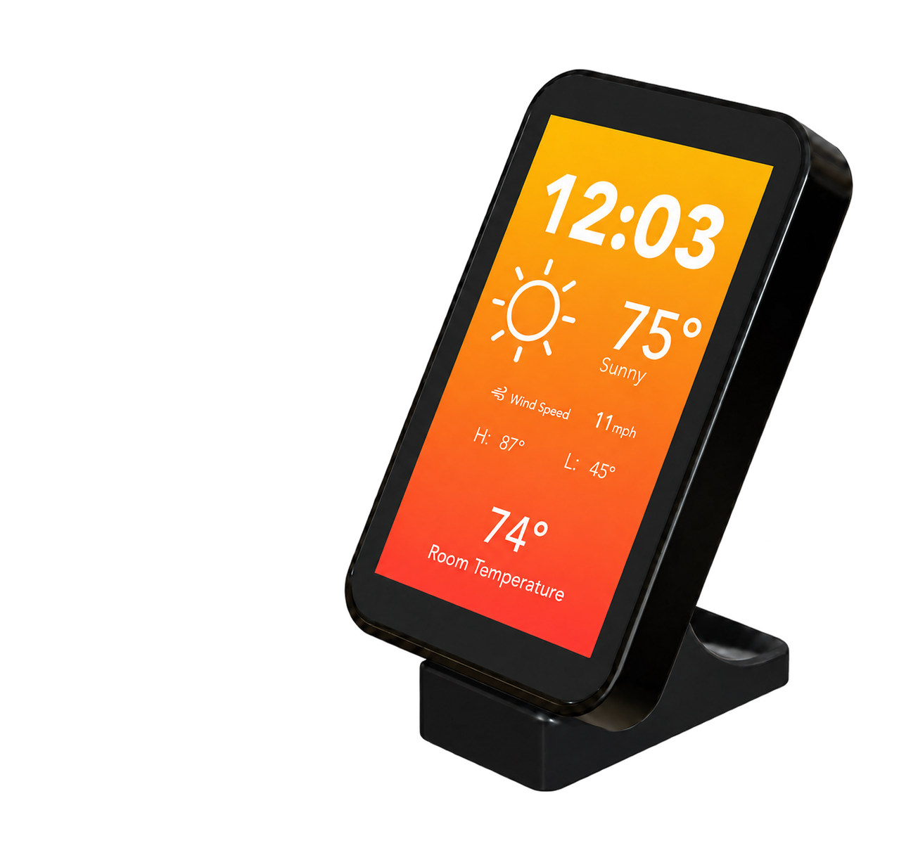 Touch Screen Hub sunny weather view on its stand